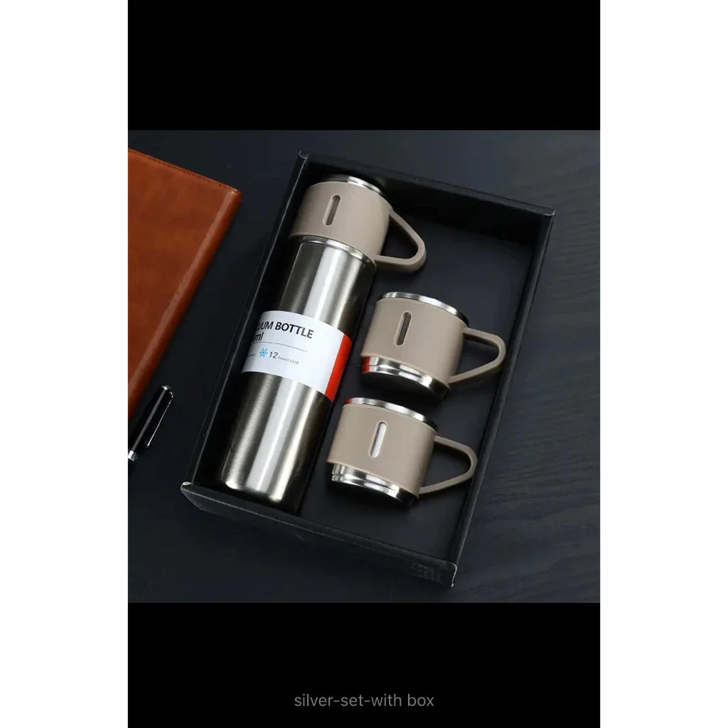 Kit Garrafa termica com 3 xicaras - Loja Achados.com