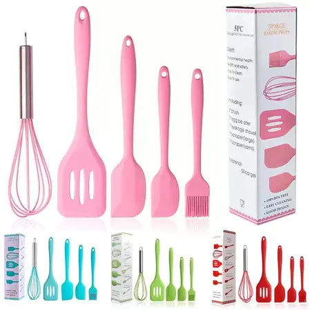 Kit Utensílios de Cozinha Silicone 5 Peças