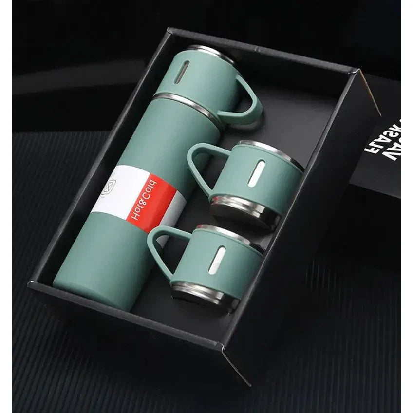 Kit Garrafa termica com 3 xicaras - Loja Achados.com