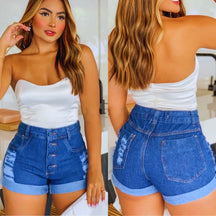 Shorts Jeans Cintura Alta Bd Azul