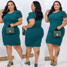 Vestido Midi Manga Bufante Plus Size