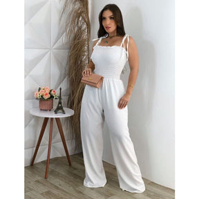 Macacão Pantalona Alcinha Branco - Vivax Look