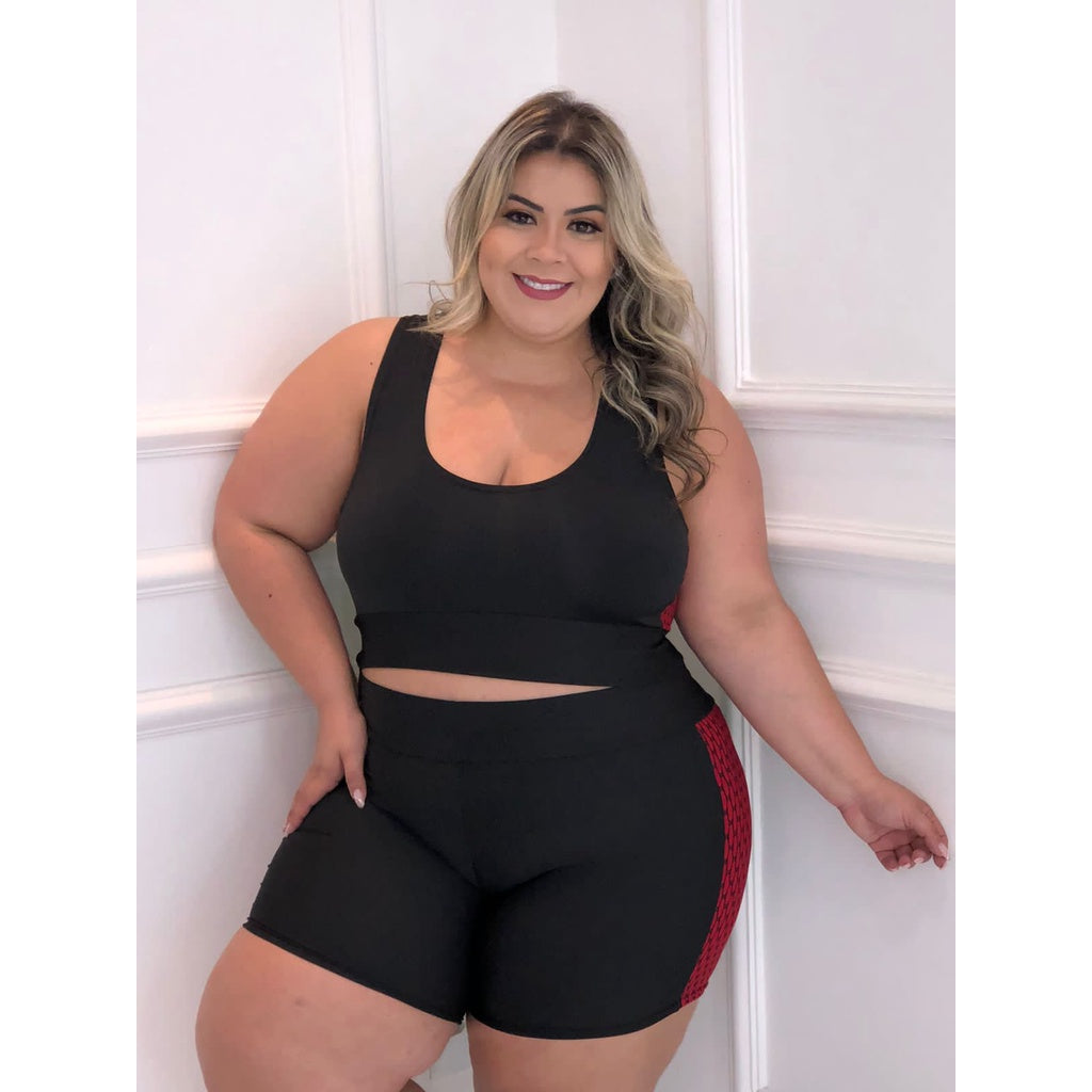 Conjunto fitness: top e short Preto