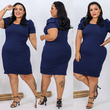 Vestido Midi Manga Bufante Plus Size