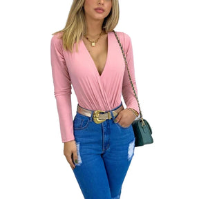 Body Bruna Manga Longa Rosa Bebe - Vivax Look