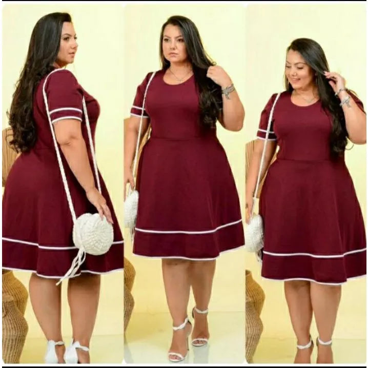 Vestido Feminino Godê Rodado Marsala