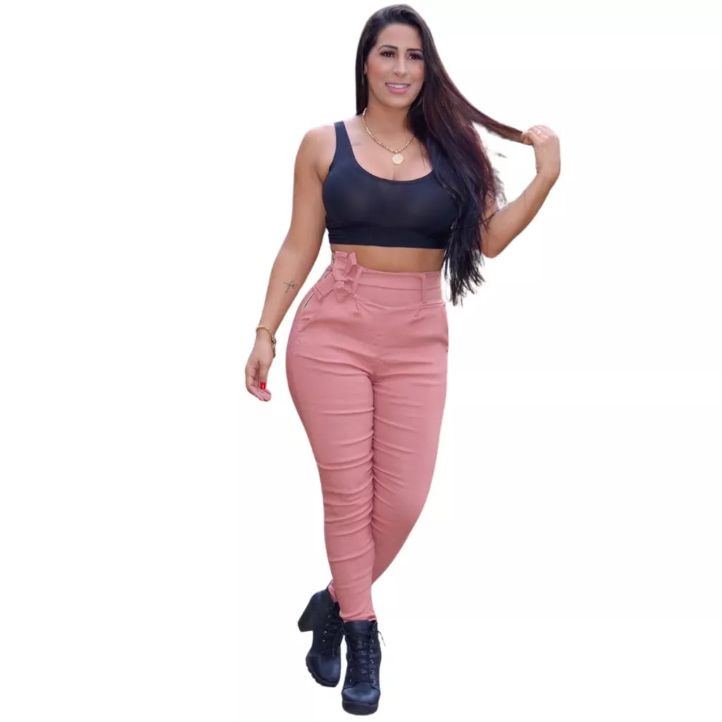 Calça feminina Bengaline Clochard Cintura Alta