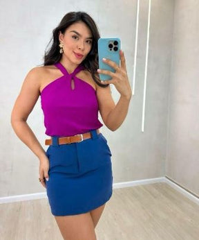 Blusa Gola Transpassada em Nó - Vivax Look