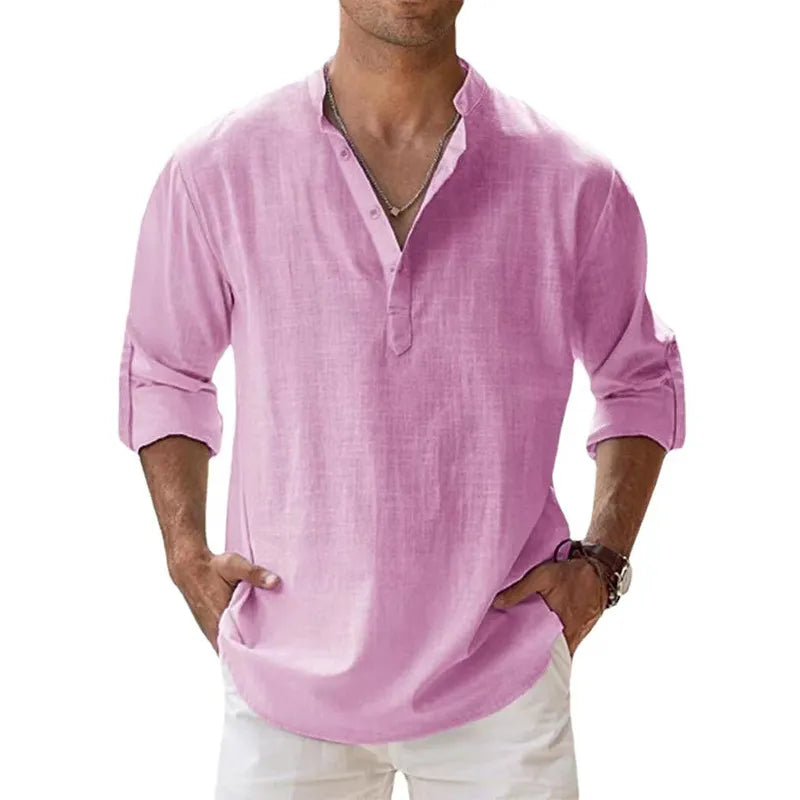 Camisa Henley Rosa - Loja Achados.com