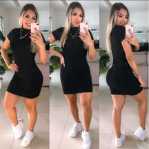 Vestido Tubinho Canelado Preto