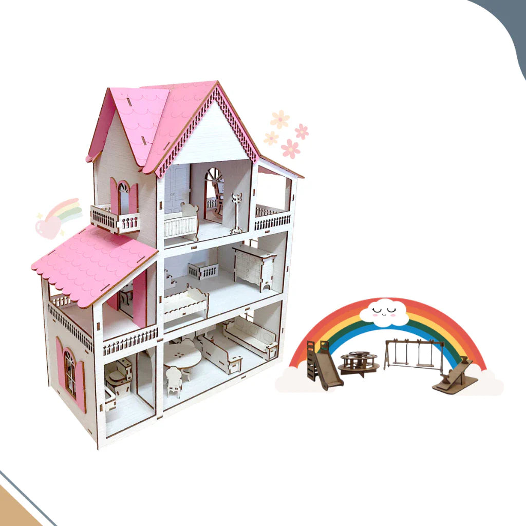 Casa de Boneca Miniatura em mdf - Loja Achados.com