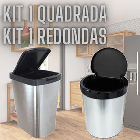 Kit 2 Lixeiras Imita Inox - Loja Achados.com