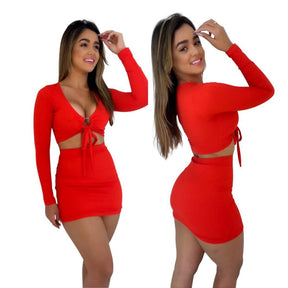 Cropped e Saia Vermelho