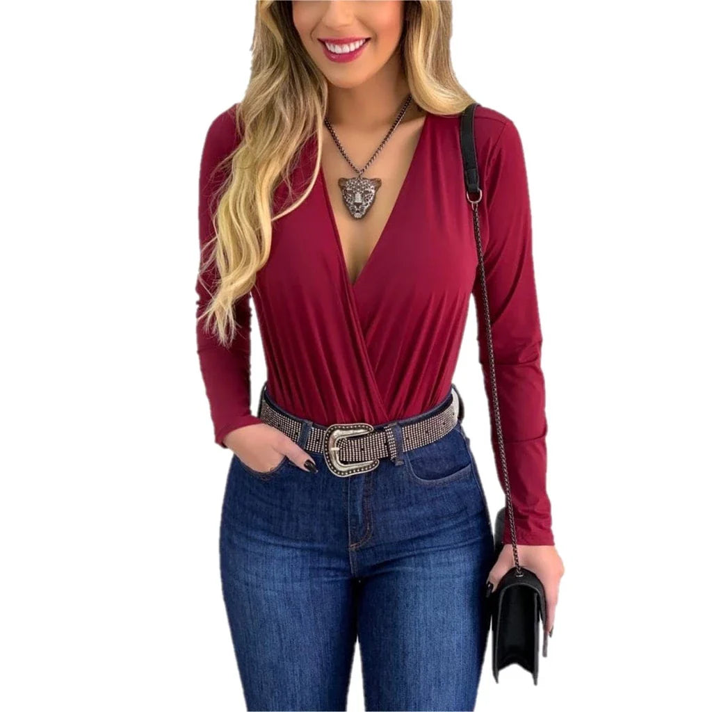 Body Bruna Manga Longa Bordo - Vivax Look