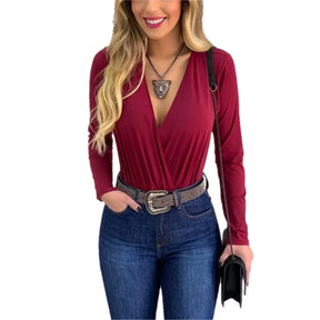 Body Bruna Manga Longa Bordo - Vivax Look