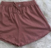 Short Curto de Malha Canelada Rose