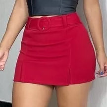 Shorts Saia Cintura Alta Vermelho