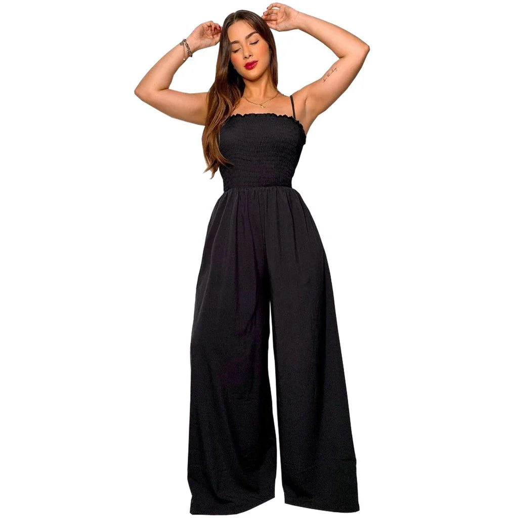 Macacão Pantalona Alcinha Preto - Vivax Look