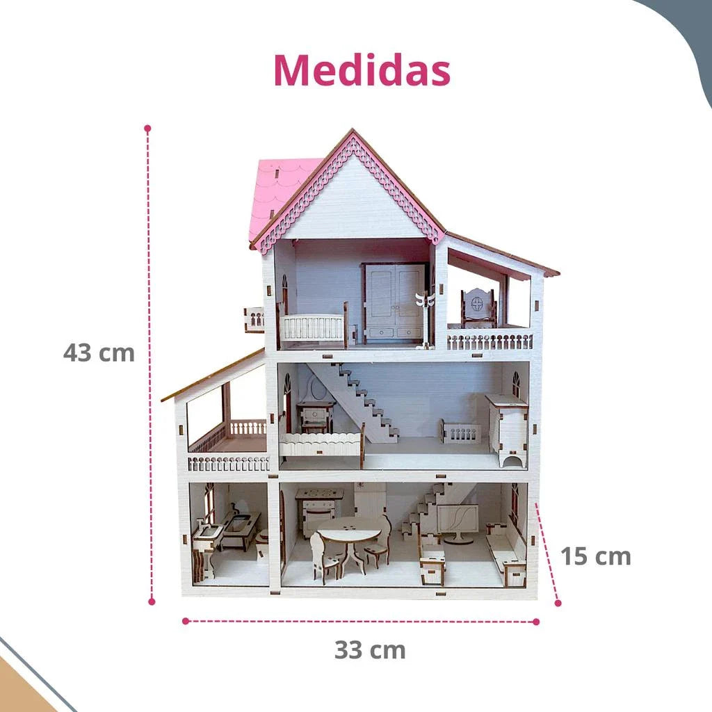 Casa de Boneca Miniatura em mdf - Loja Achados.com