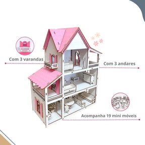 Casa de Boneca Miniatura em mdf - Loja Achados.com 