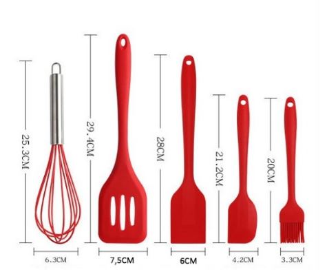 Kit Utensílios de Cozinha Silicone 5 Peças