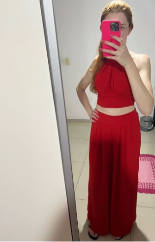 Cropped e Pantalona Duna Vermelho - Vivax Look